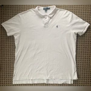 Polo By Ralph Lauren - Polo Shirt Size XXl - White , With Navy Logo